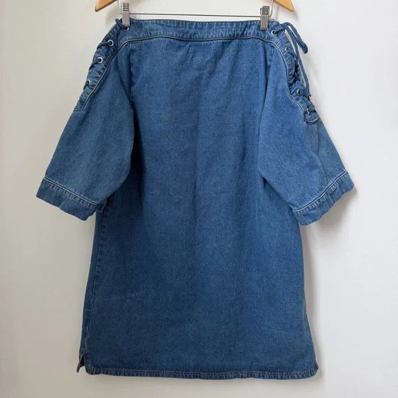 Maeve Anthropologie Denim Tie Shoulder Dress XL - Picture 8 of 9
